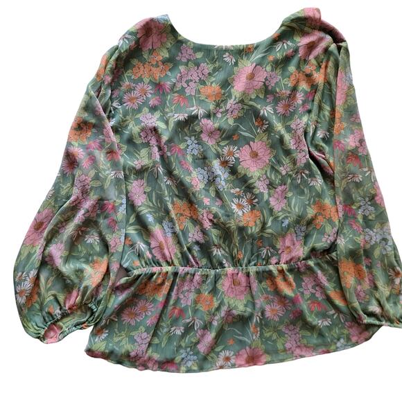 Vince Camuto Verona Garden Peplum Blouse Floral Lush Eden Womens Plus Size 3X - Picture 9 of 14